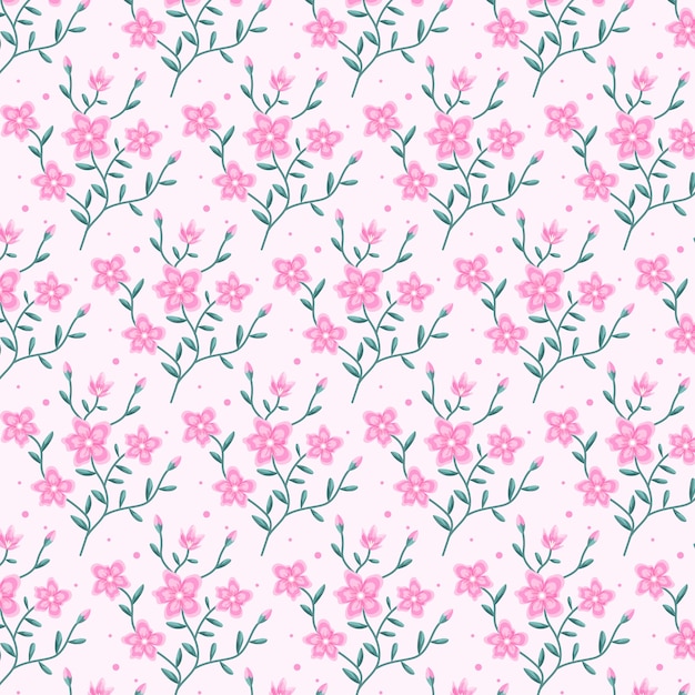 Hand drawn flat design floral pattern