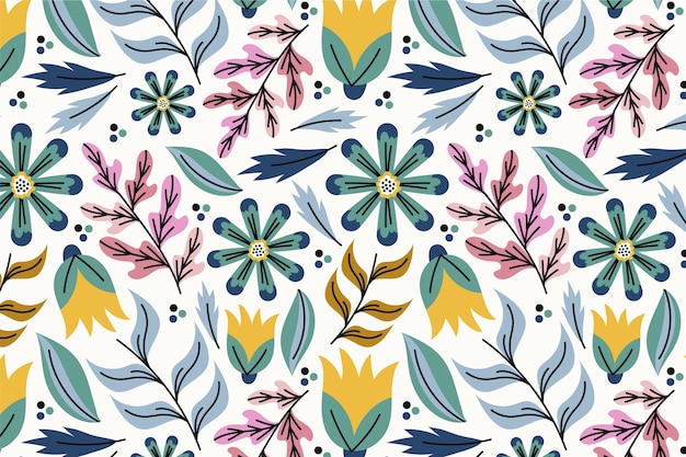 Free vector hand drawn flat design flower pattern