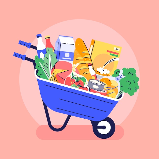 Hand drawn flat design food bank illustration