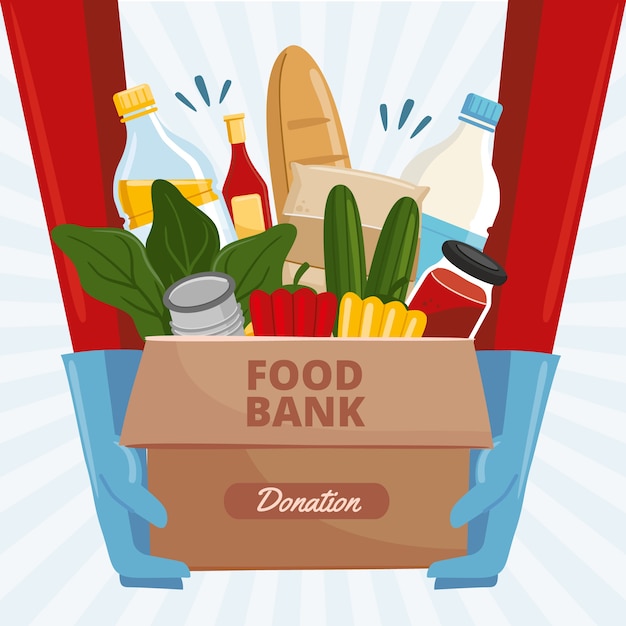 Hand drawn flat design food bank illustration