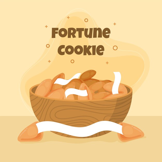 Hand drawn flat design fortune cookie illustration