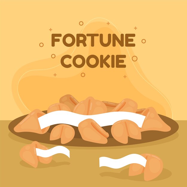 Hand drawn flat design fortune cookie illustration