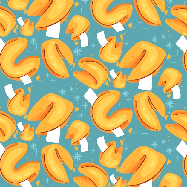 Free Vector hand drawn flat design fortune cookie pattern