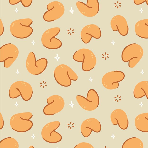 Hand drawn flat design fortune cookie pattern