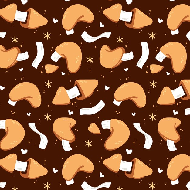 Hand drawn flat design fortune cookie pattern