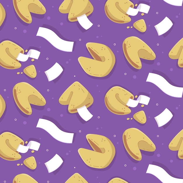 Hand drawn flat design fortune cookie pattern