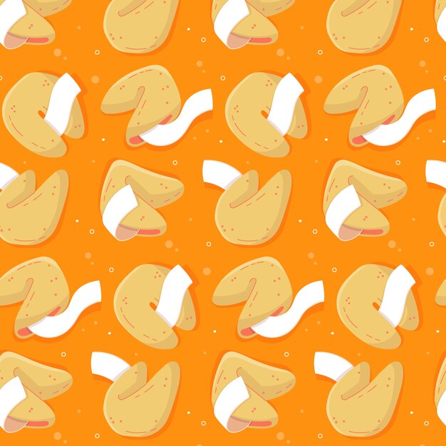 Hand drawn flat design fortune cookie pattern