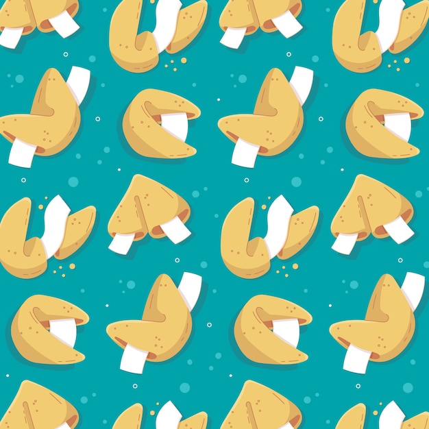 Hand drawn flat design fortune cookie pattern