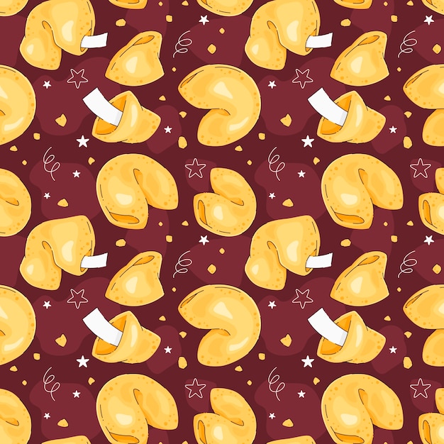 Free Vector hand drawn flat design fortune cookie pattern