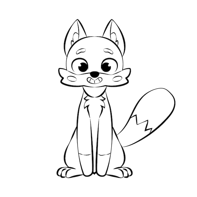 Hand drawn flat design fox outline