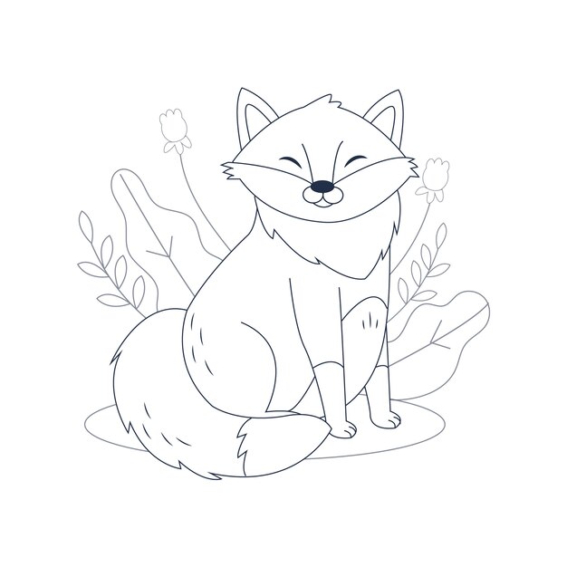 Hand drawn flat design fox outline