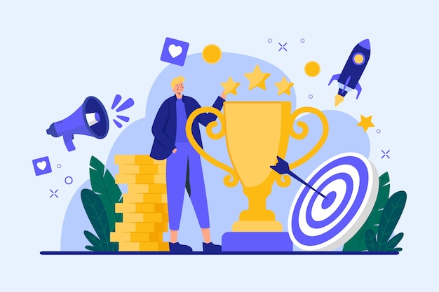 Hand drawn flat design gamification illustration