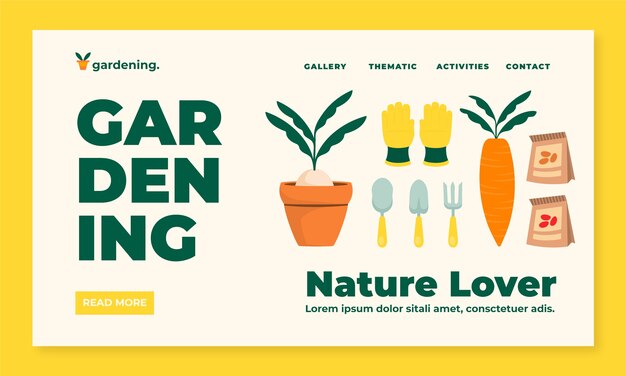 Hand drawn flat design gardening landing page