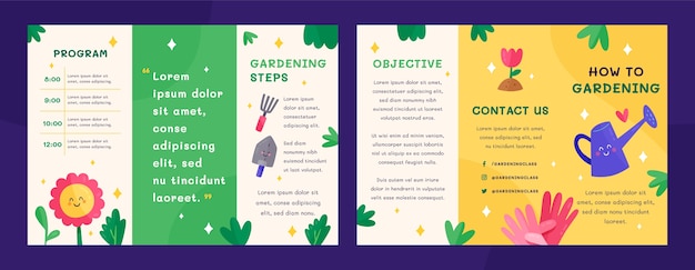 Hand drawn flat design gardening template