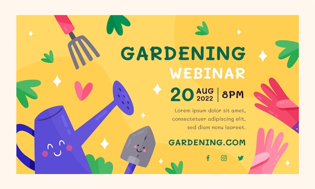 Hand drawn flat design gardening template