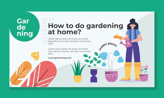 Hand drawn flat design gardening template