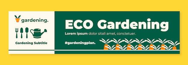 Free Vector hand drawn flat design gardening twitch banner