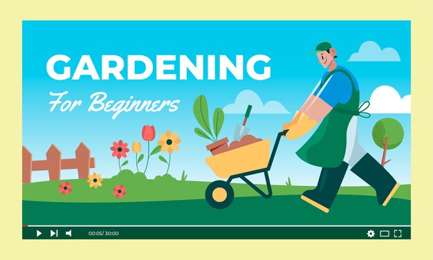 Hand drawn flat design gardening youtube thumbnai