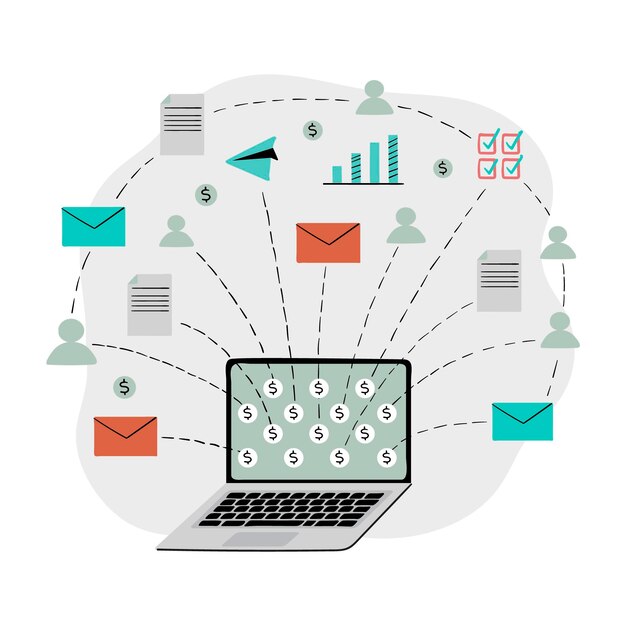 Hand drawn flat design gathering data in business concept