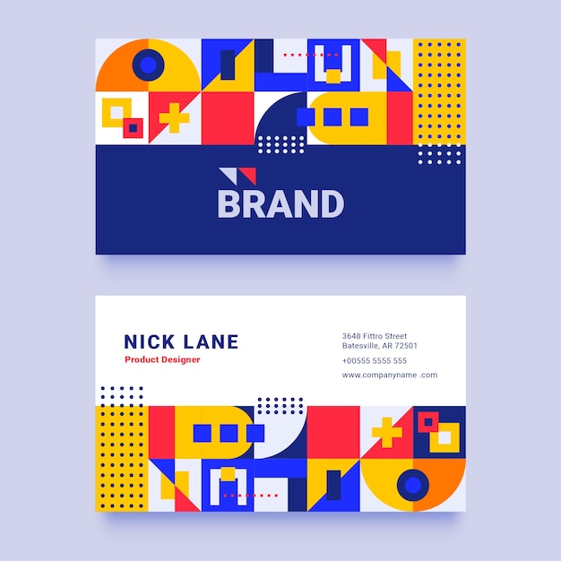 Hand drawn flat design geometric business card