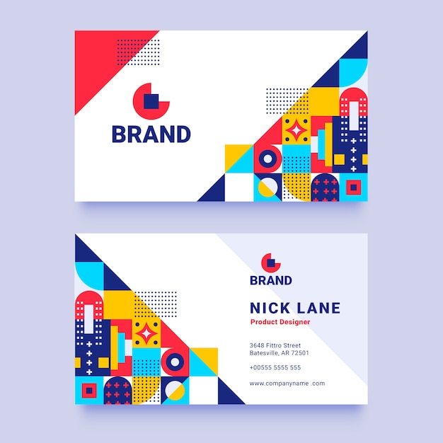 Hand drawn flat design geometric business card