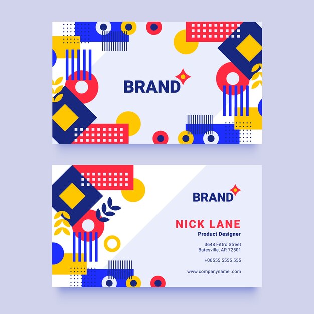 Hand drawn flat design geometric business card