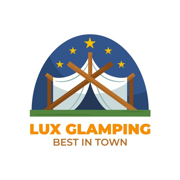 Hand drawn flat design glamping logo