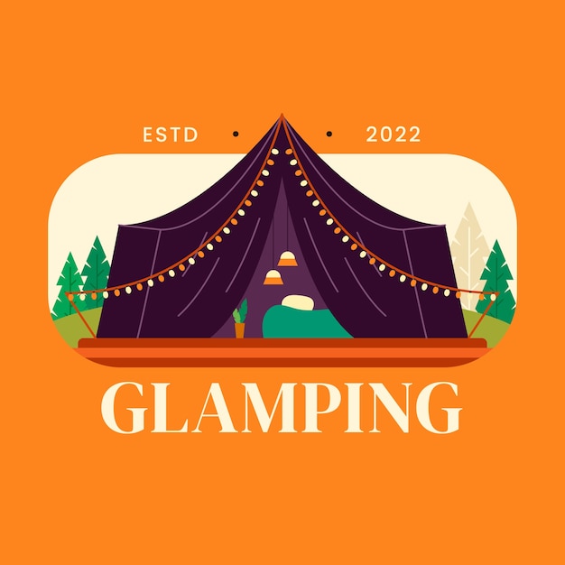 Free Vector hand drawn flat design glamping logo