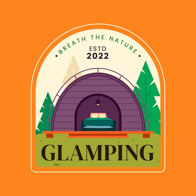 Free Vector hand drawn flat design glamping logo