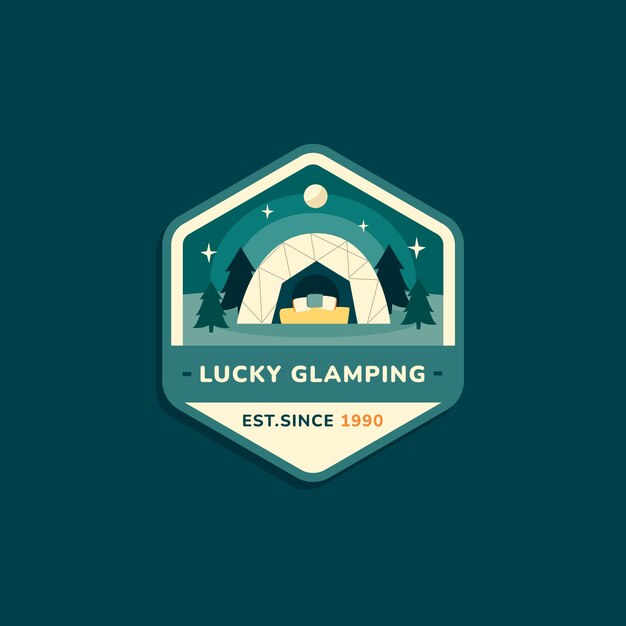 Hand drawn flat design glamping logo