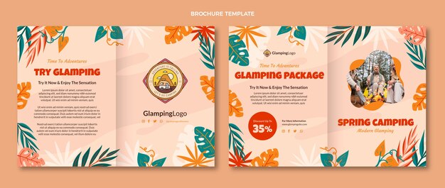 Hand drawn flat design glamping template