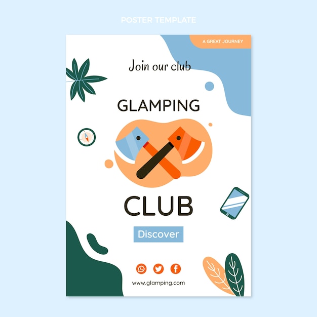 Free Vector hand drawn flat design glamping template