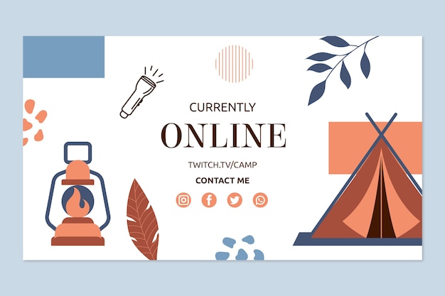 Free Vector hand drawn flat design glamping twitch background