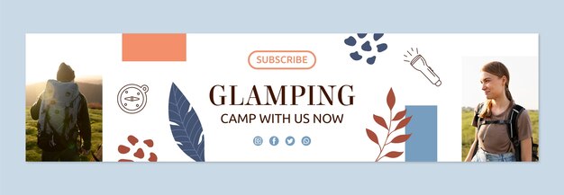 Hand drawn flat design glamping twitch banner