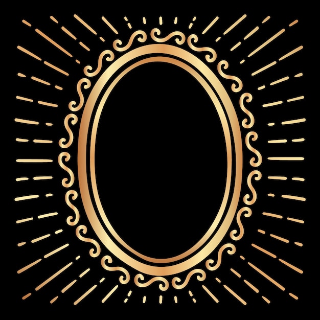 Hand drawn flat design golden frame