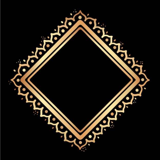 Hand drawn flat design golden frame