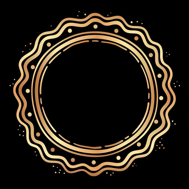 Hand drawn flat design golden frame