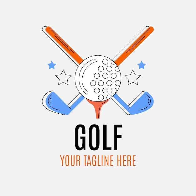 Hand drawn flat design golf logo template