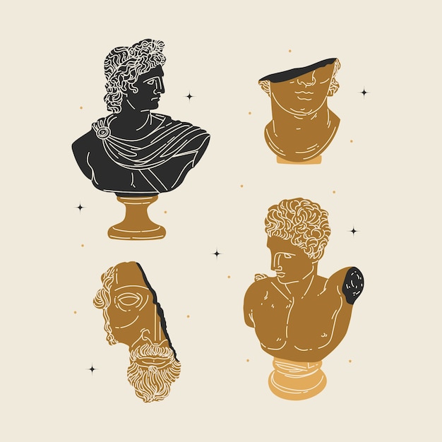 Free Vector hand drawn flat design greek mythology character collection