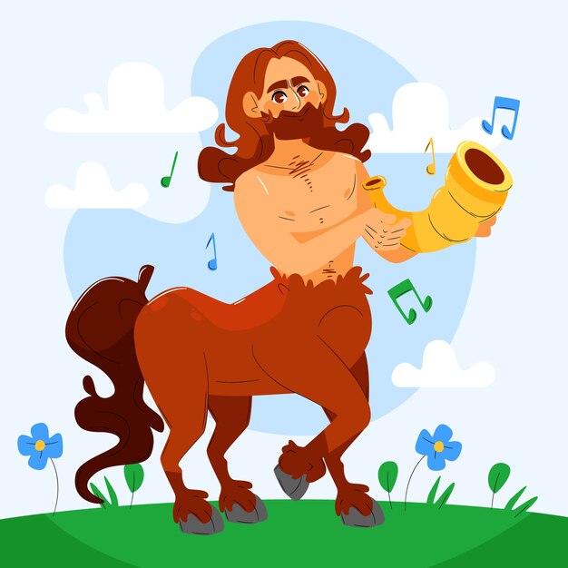 Hand drawn flat design greek mythology illustration