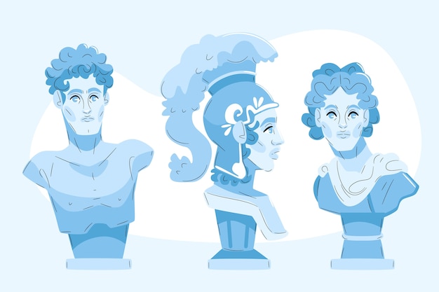 Free vector hand drawn flat design  greek statue collection