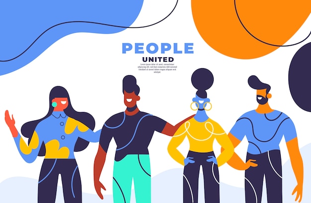 Free Vector hand drawn flat design group of people background composition