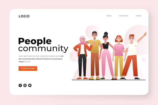 Free vector hand drawn flat design group of people landing page