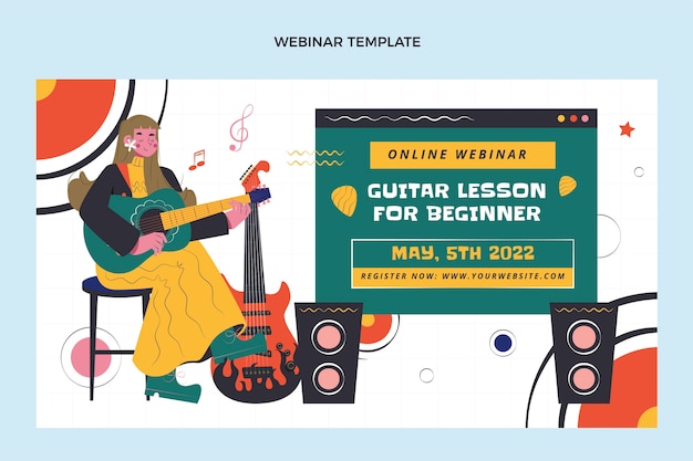 Free Vector hand drawn flat design guitar lessons webinar