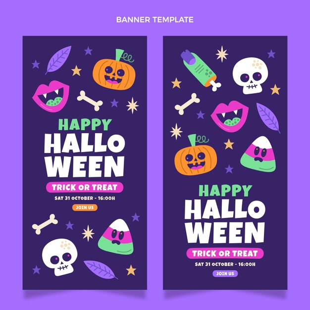 Hand drawn flat design halloween banners vertical