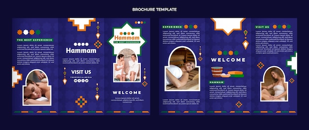 Hand drawn flat design hammam template