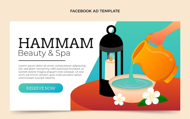 Hand drawn flat design hammam template