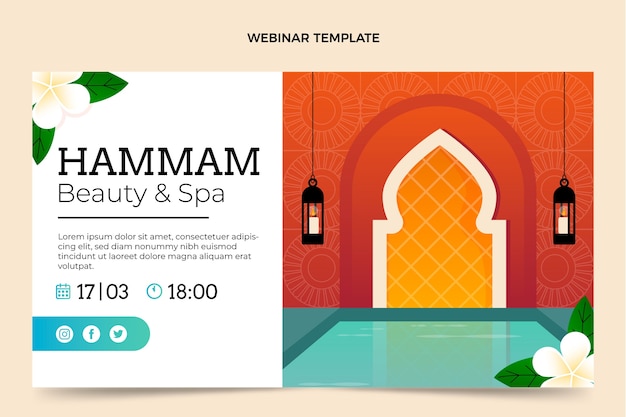 Hand drawn flat design hammam template