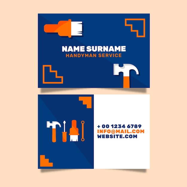 Free vector hand drawn flat design handyman business cards