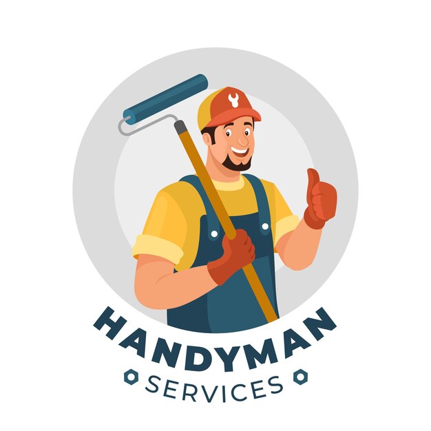 Hand drawn flat design handyman logo